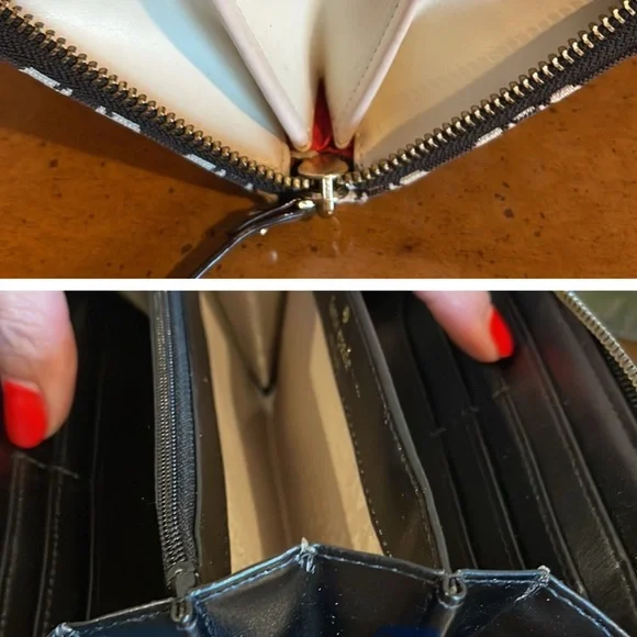 2 Pc Bundle Kate Spade Canvas along Zipper Wallet - Picture 5 of 7